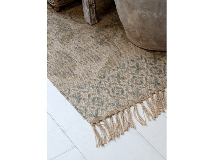 Rug With Print & Fringes Nature