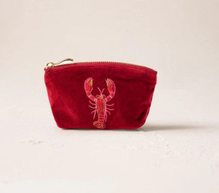Elizabeth Scarlett Rouge Velvet Coin Purse - Lobster