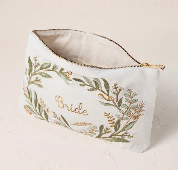 Elizabeth Scarlett Cream Velvet Everyday Pouch - Olive Branch Bride