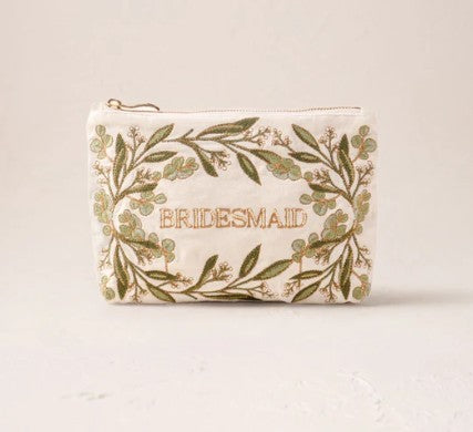 Elizabeth Scarlett Cream Velvet Mini Pouch - Olive Branch Bridesmaid