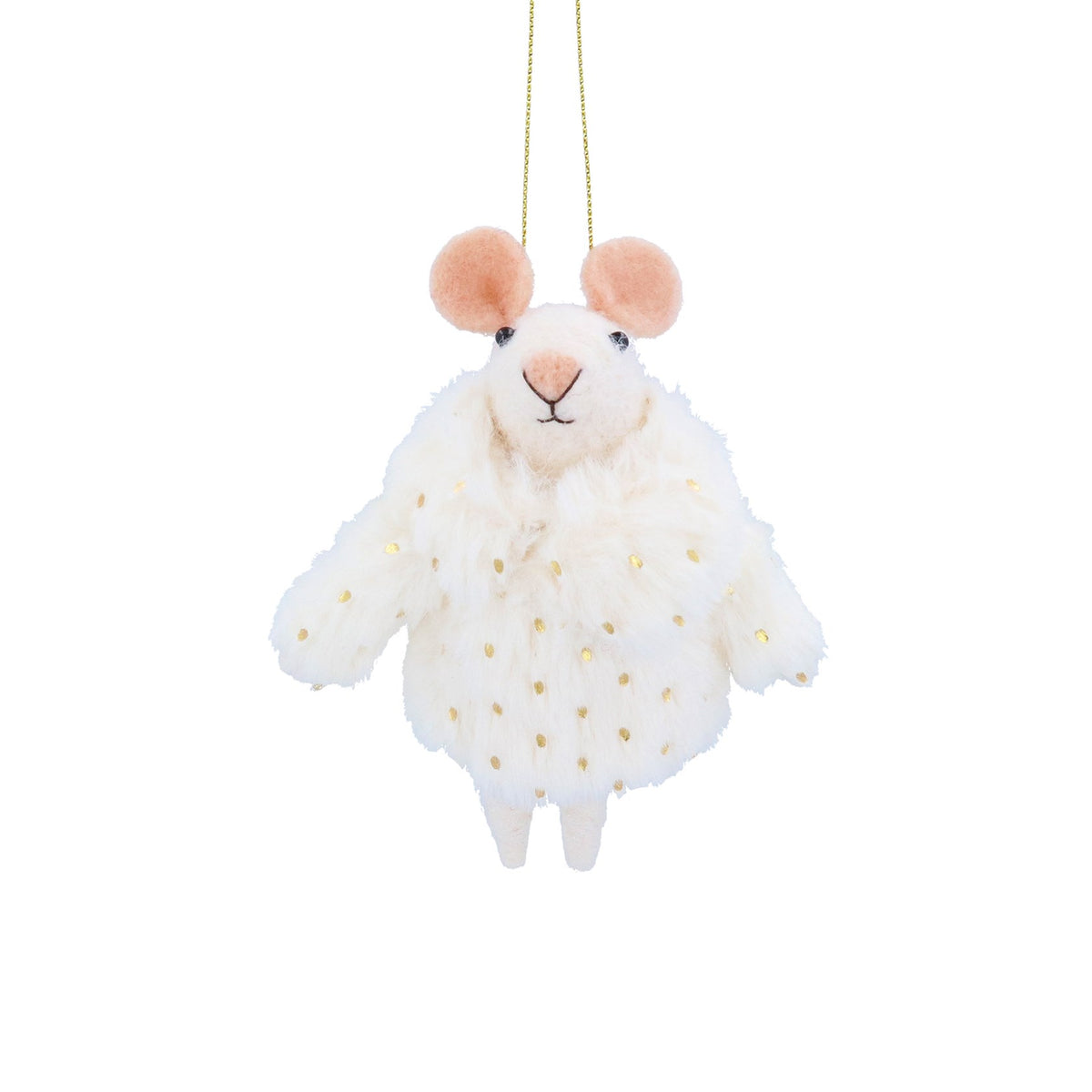 Gisela Graham Mixed Wool Mouse With White Coat Decoration