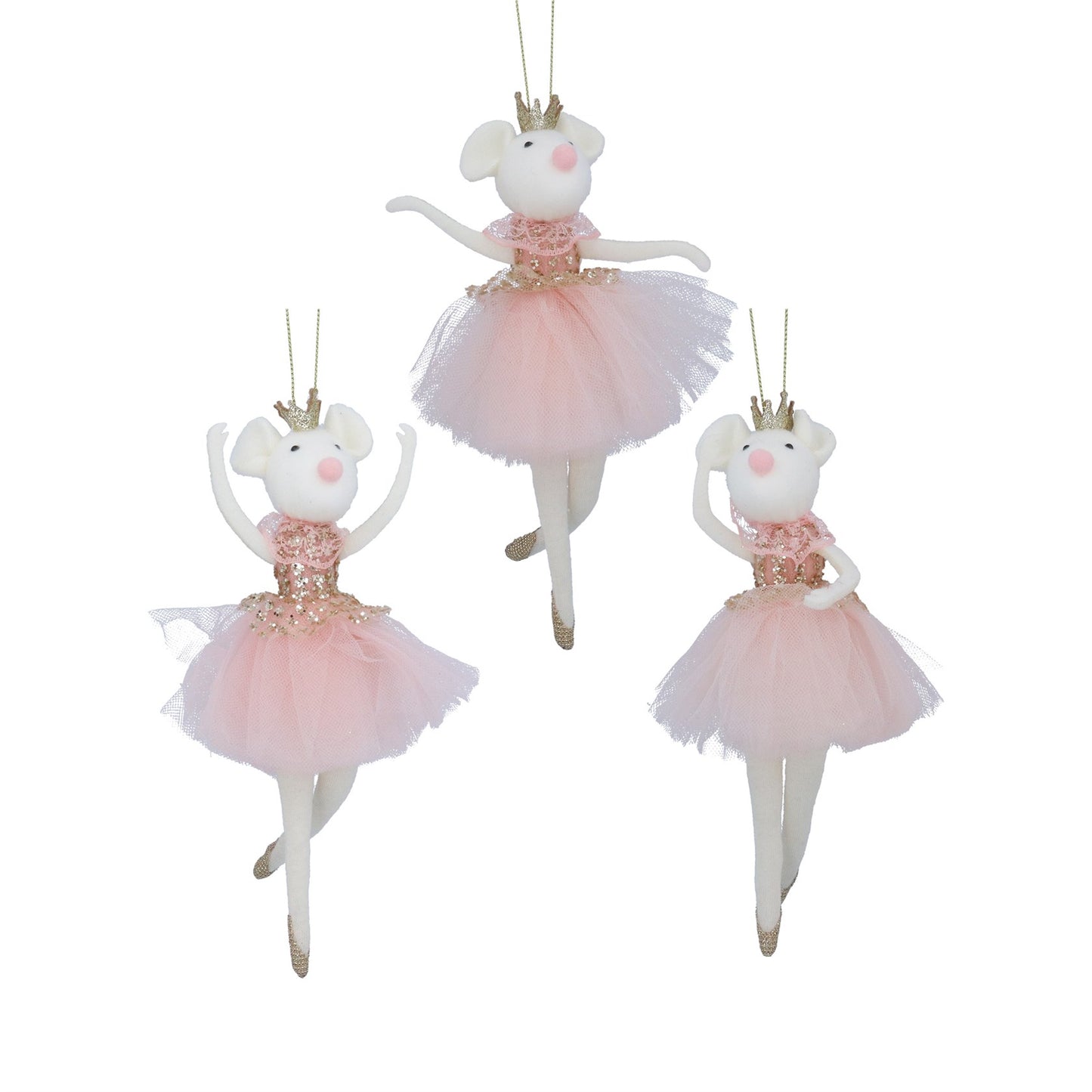 Gisela Graham Pink/White Fabric Ballerina Mouse Decoration