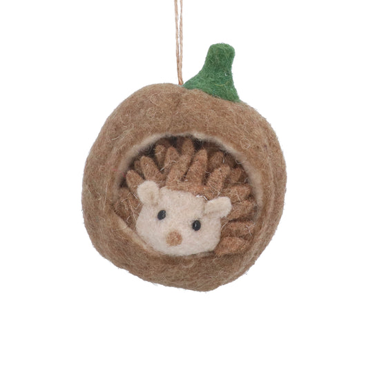 Gisela Graham Mixed Wool Hedgehog in Nutshell