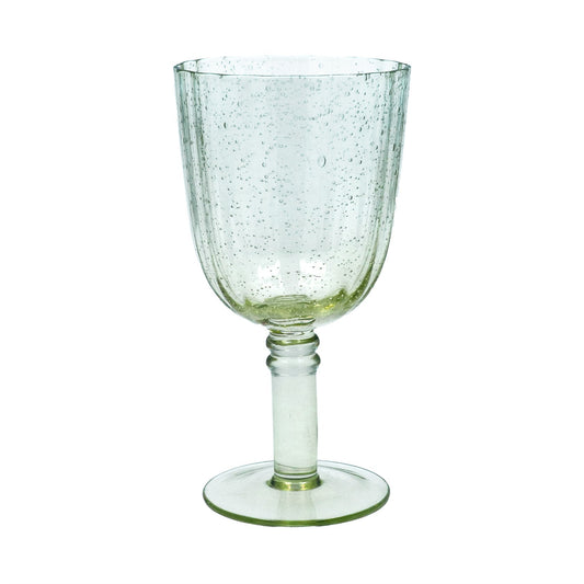 Gisela Graham Green Bubble Glass Fluted Wine Goblet
