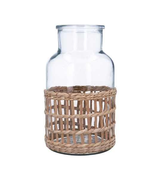 Gisela Graham Glass Vase Rattan