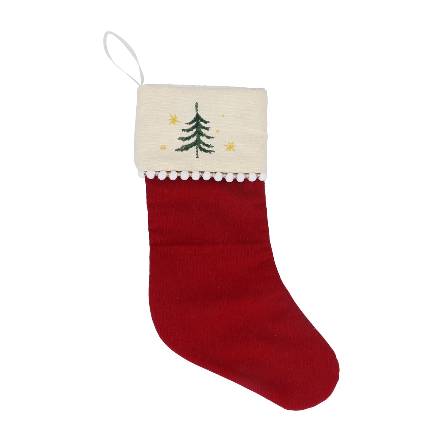 Gisela Graham Red/Cream Stocking with Tree