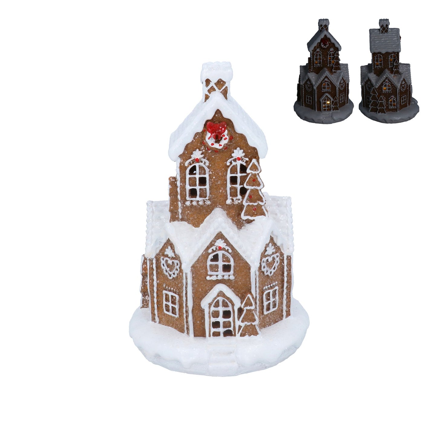 Gisela Graham Resin White Iced LED Gingerbread Village