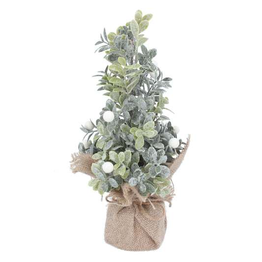 Gisela Graham Frosted Acrylic White Berry/Leaf Tree in Sack