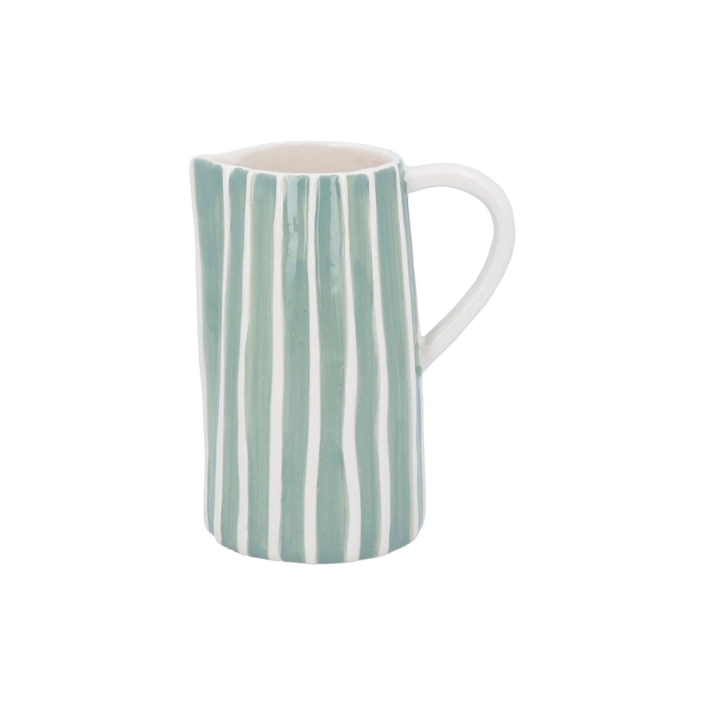 Gisela Graham Sage Stripe Stoneware Jug