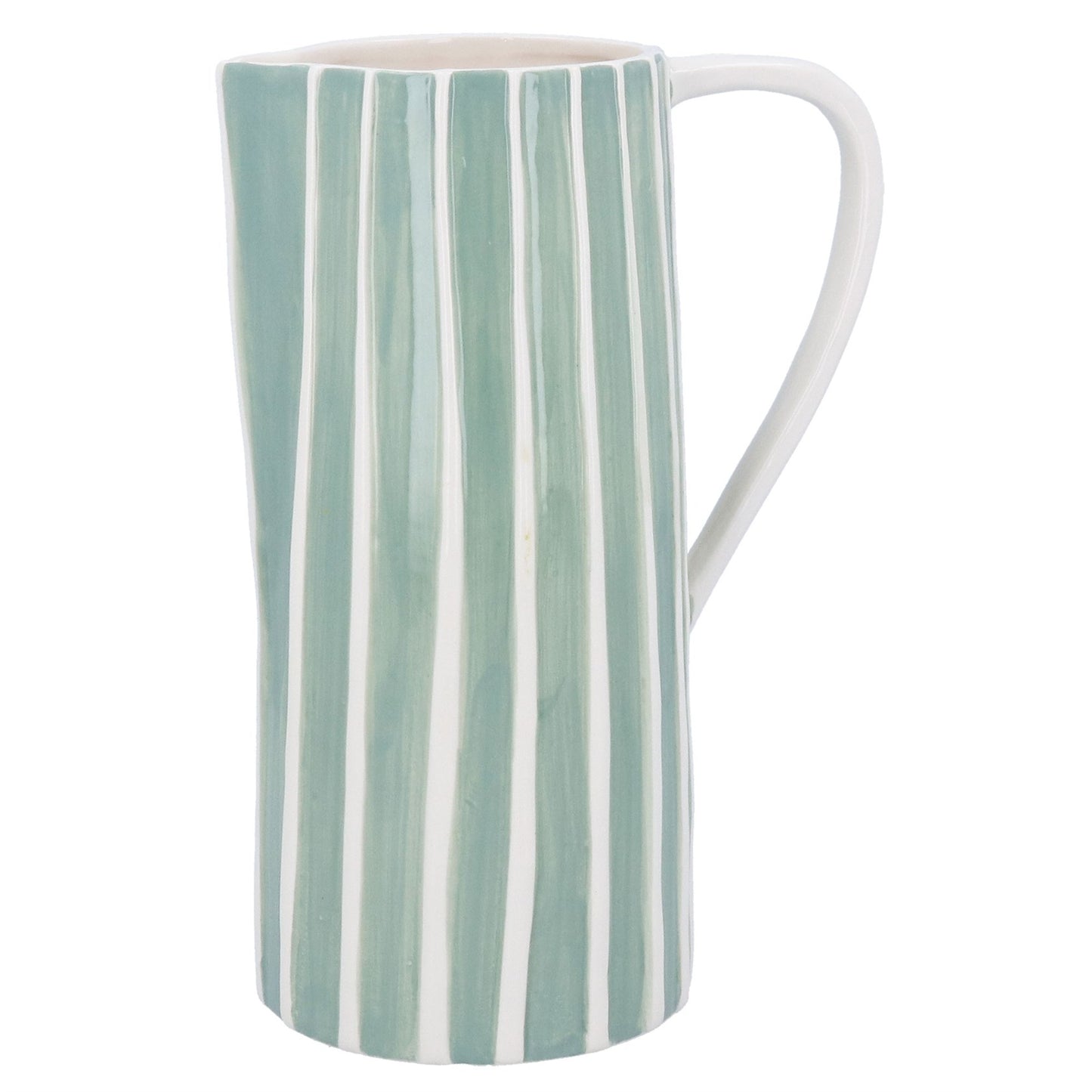 Gisela Graham Sage Stripe Stoneware Jug