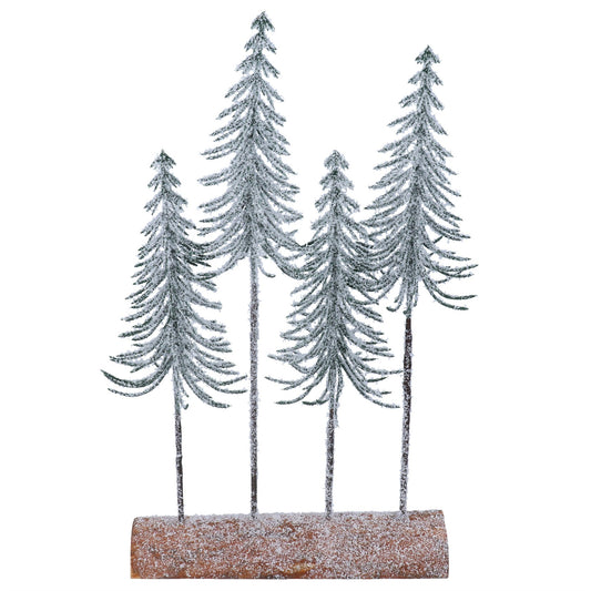 Gisela Graham Frosted Slim 4 Trees on Log Ornament