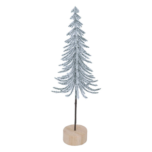 Gisela Graham Frosted Slim Tree On Log Ornament