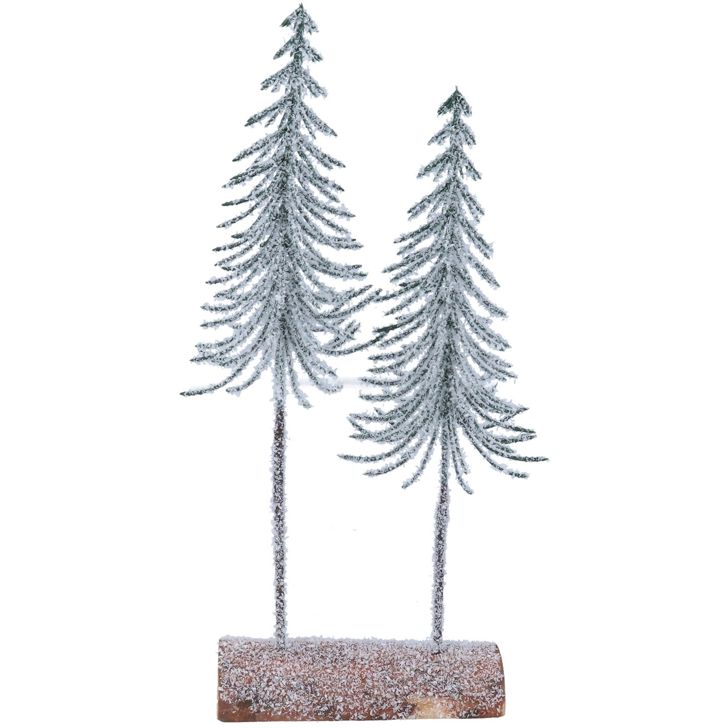 Gisela Graham Frosted Slim Double Tree On Log Ornament