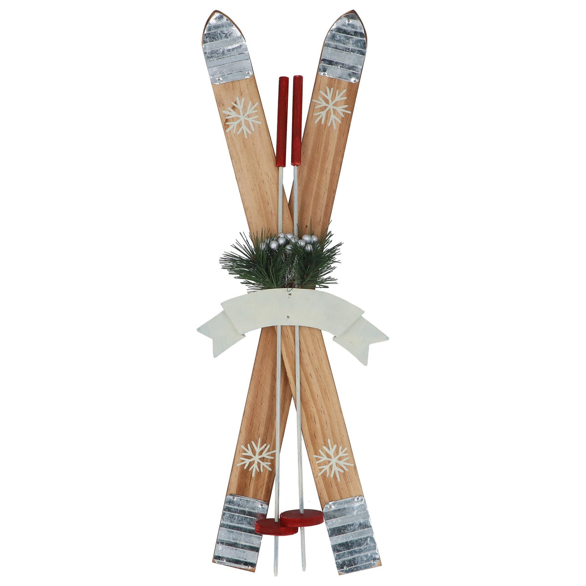 Gisela Graham Metal Tipped Wood Skis Ornament