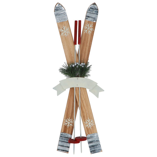 Gisela Graham Metal Tipped Wood Skis Ornament