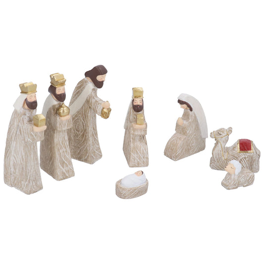 Gisela Graham Resin Wood Effect Nativity Set