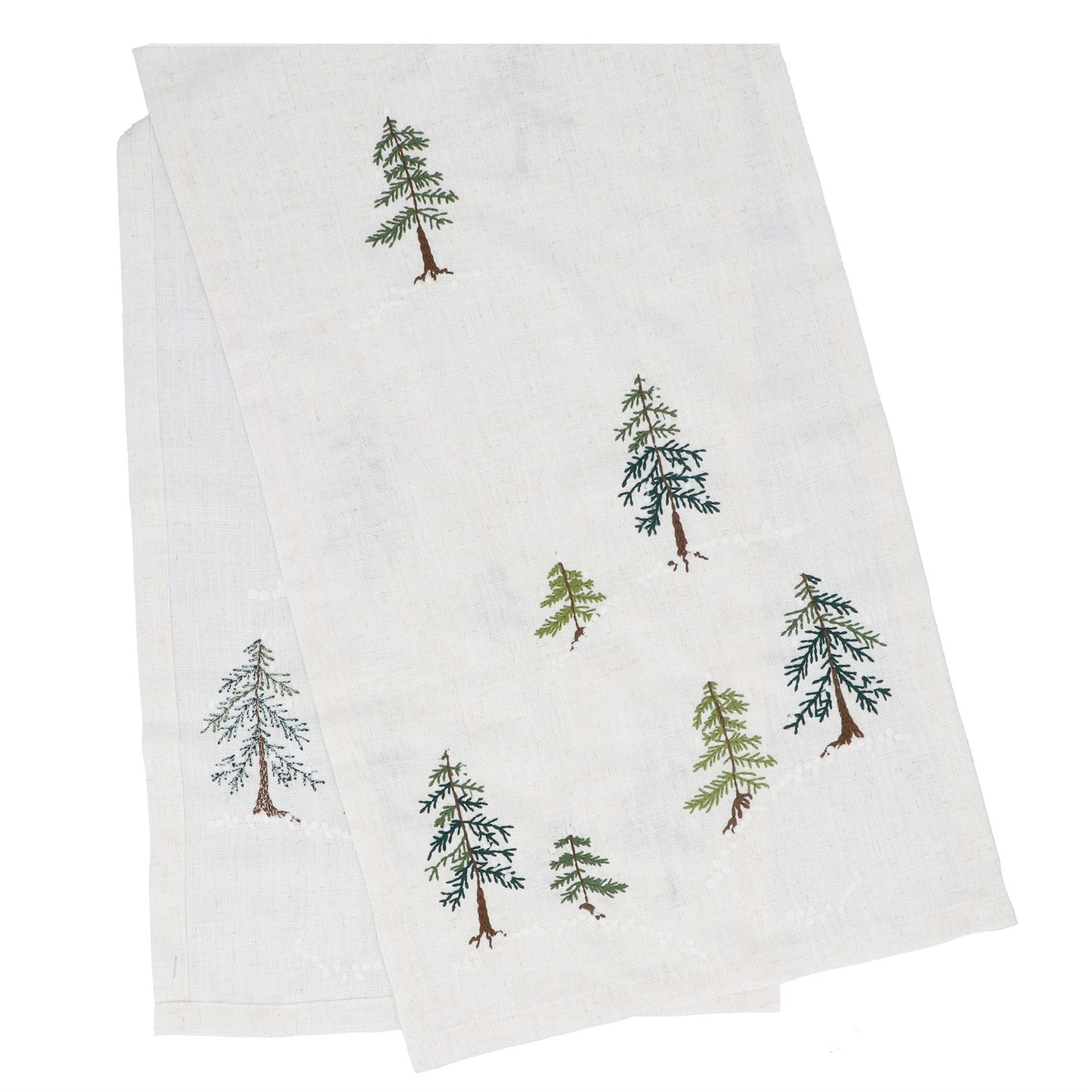 Gisela Graham Fabric Table Runner With Embroidered Trees