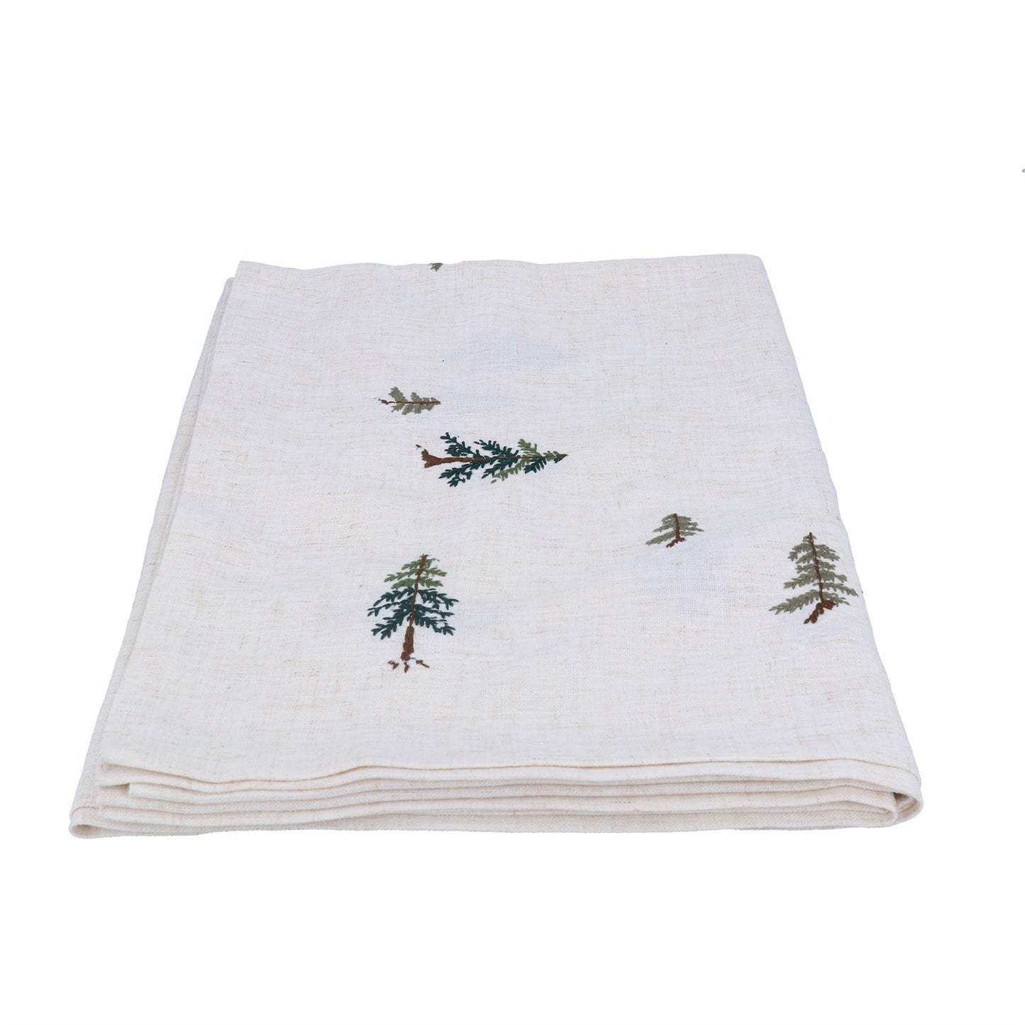 Gisela Graham Fabric Table Cloth With Embroidered Trees