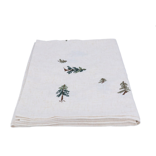 Gisela Graham Fabric Table Cloth With Embroidered Trees