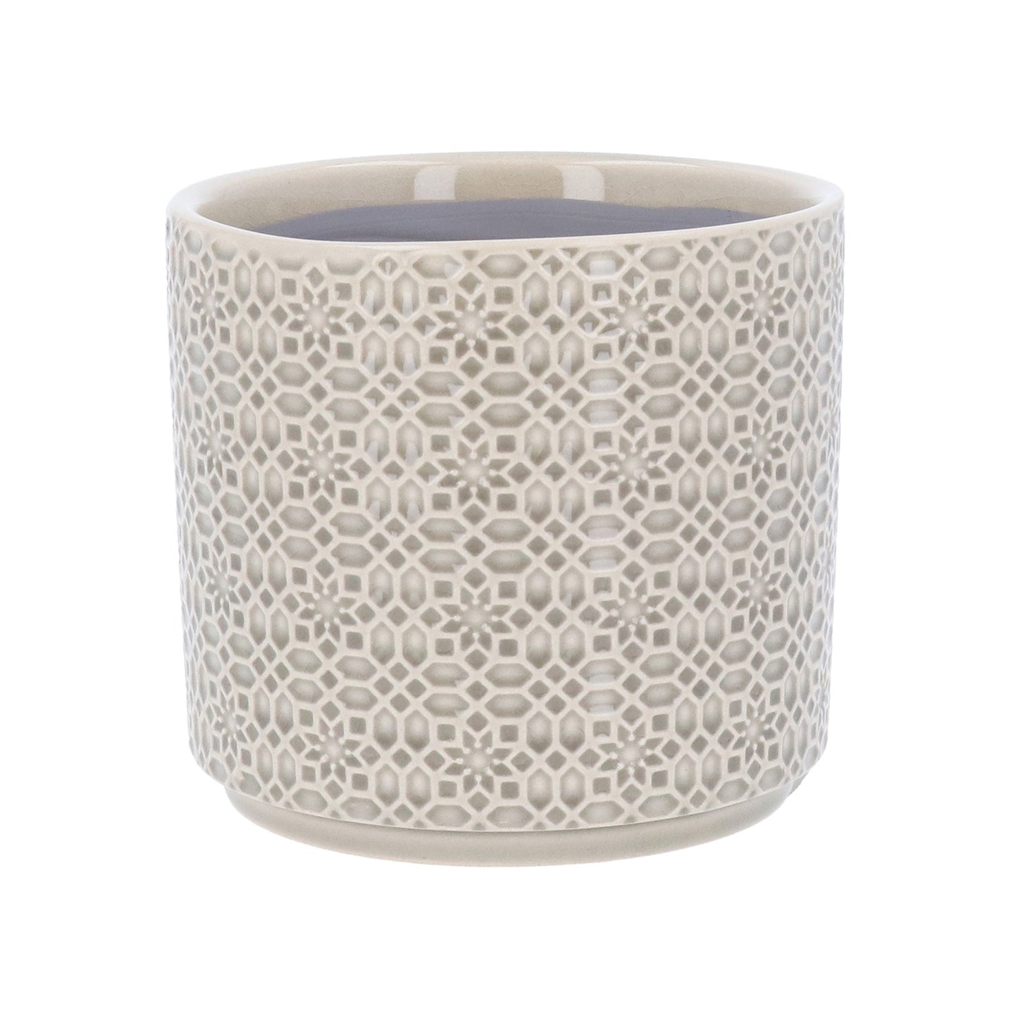 Gisela Graham Grey Tile Design Stoneware Pot Cover