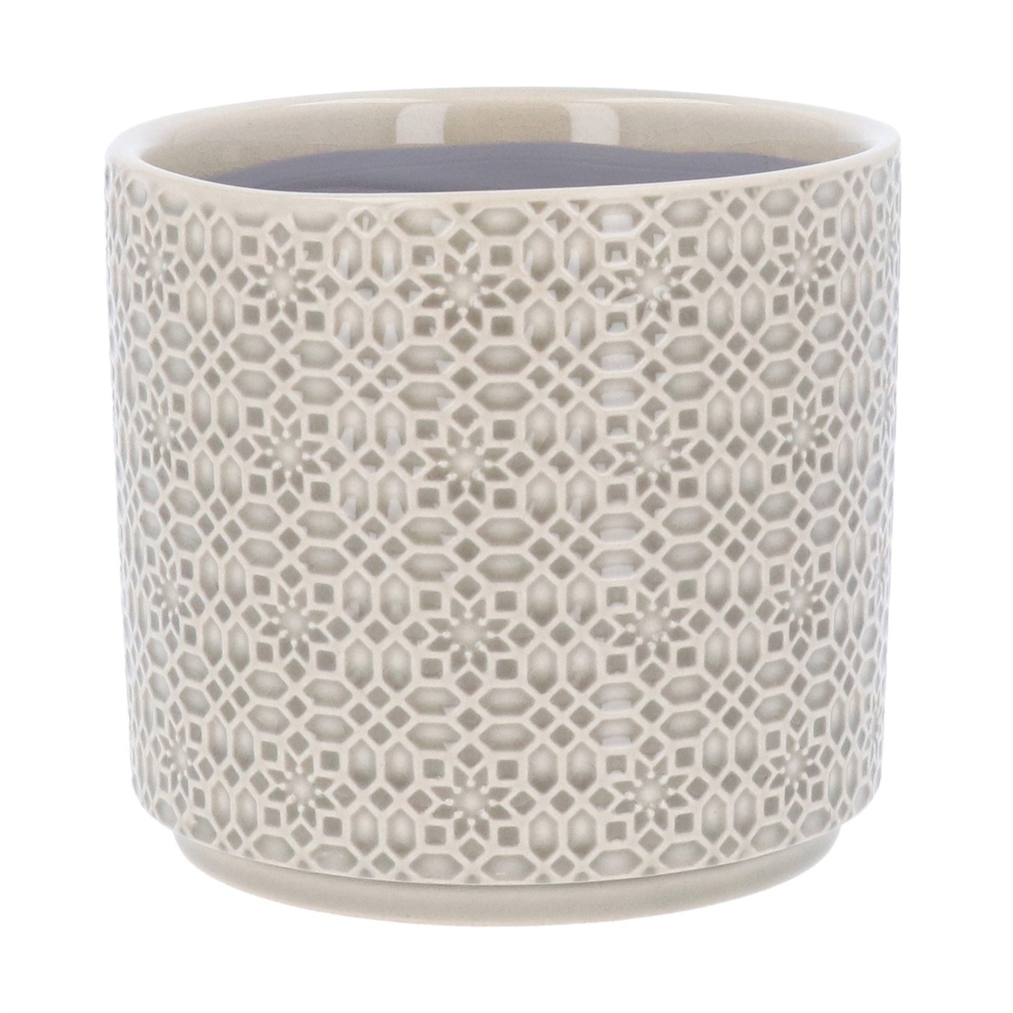 Gisela Graham Grey Tile Design Stoneware Pot Cover