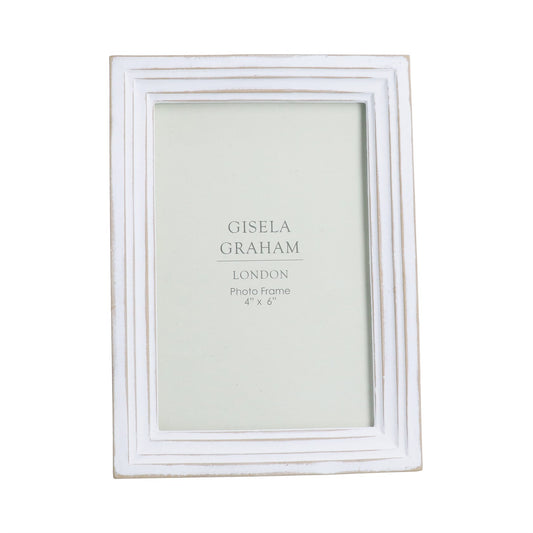 Gisela Graham Antique White Groove Resin Picture Frame