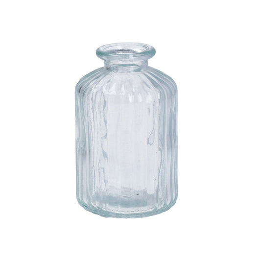 Gisela Graham Clear Glass Ribbed Bud Vase