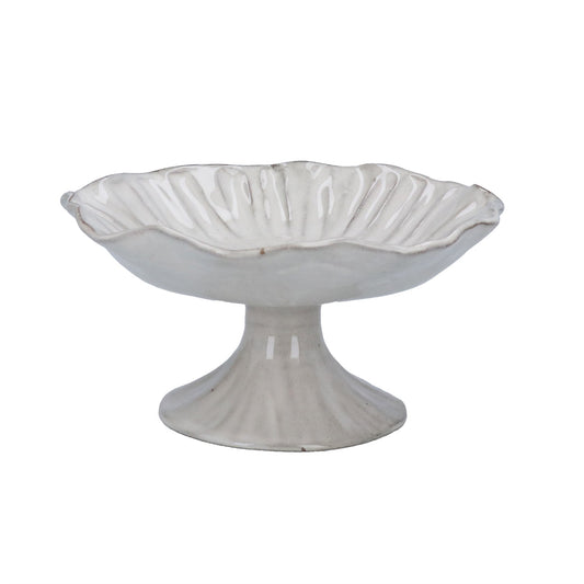 Gisela Graham Taupe Stoneware Pinched Pedestal Bowl