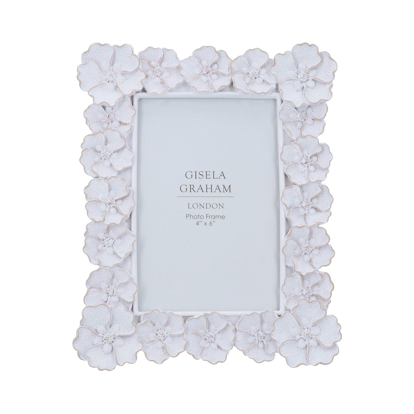 Gisela Graham Resin Picture Frame Antique White Anemone