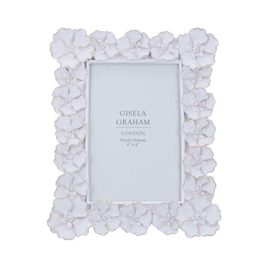 Gisela Graham Resin Picture Frame Antique White Anemone