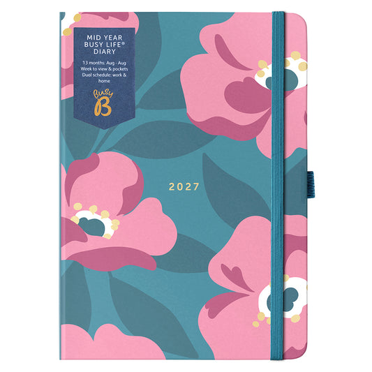 Busy B Busy Life Diary 2027 Teal Floral