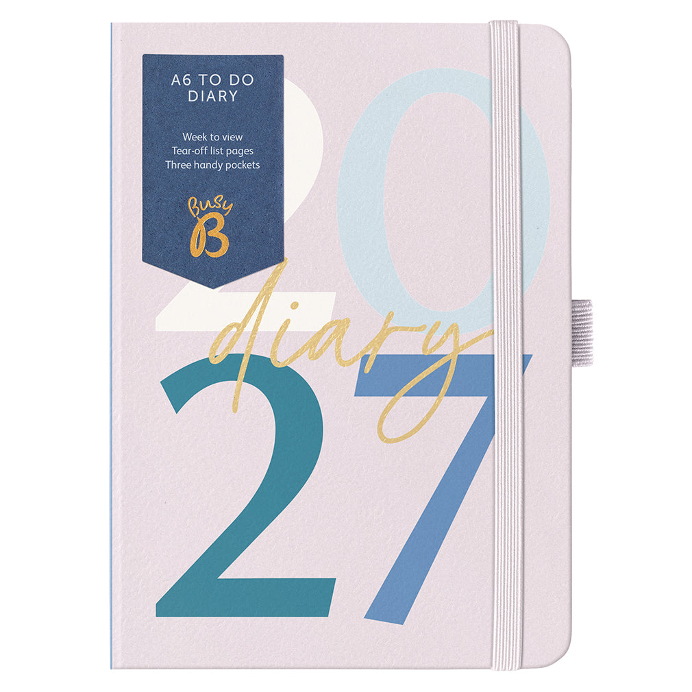 Busy B A6 To Do Diary 2027 Pink Graphic Number