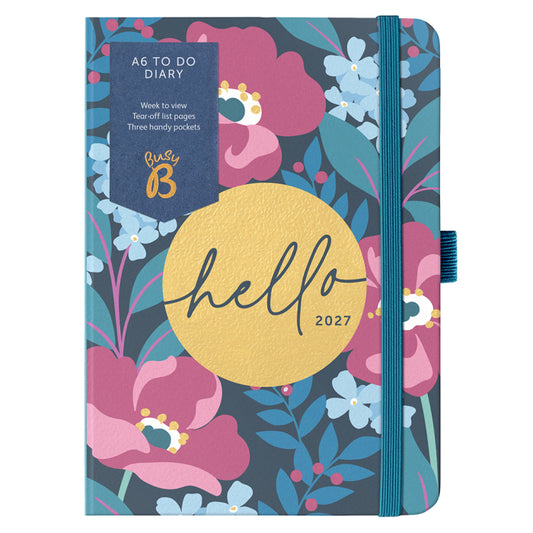 Busy B A6 To Do Diary 2027 Charcoal Floral