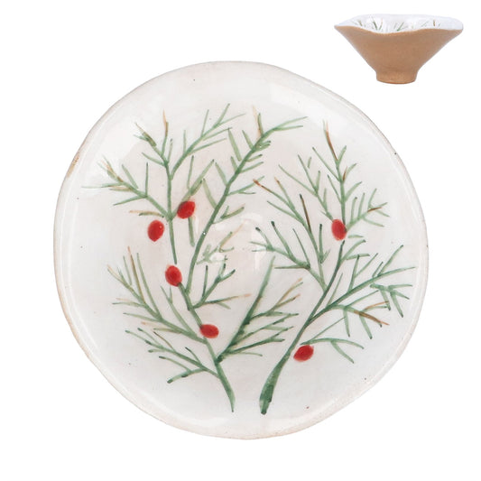 Gisela Graham Stoneware Mini Bowl - Fir and Berries