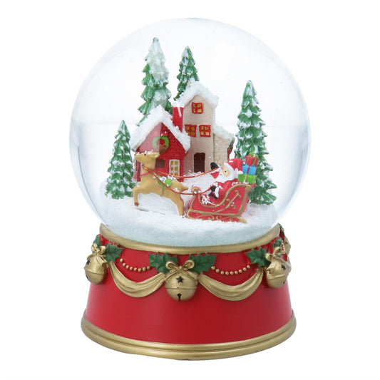 Gisela Graham Musical Snow Globe - Santa Sleigh/Village