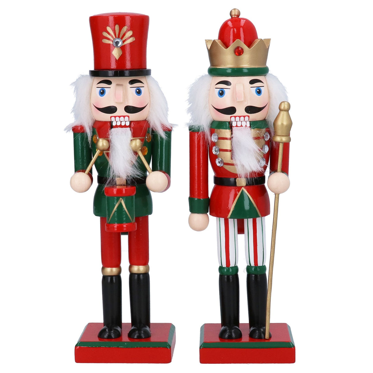Gisela Graham Wood Nutcracker - Red/White/Green