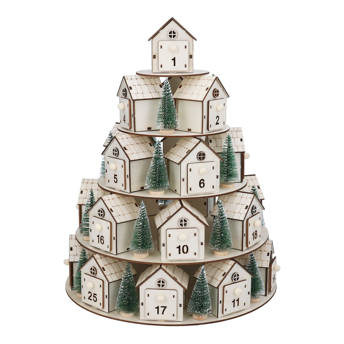 Gisela Graham Wooden Advent Calendar - Tiered Village