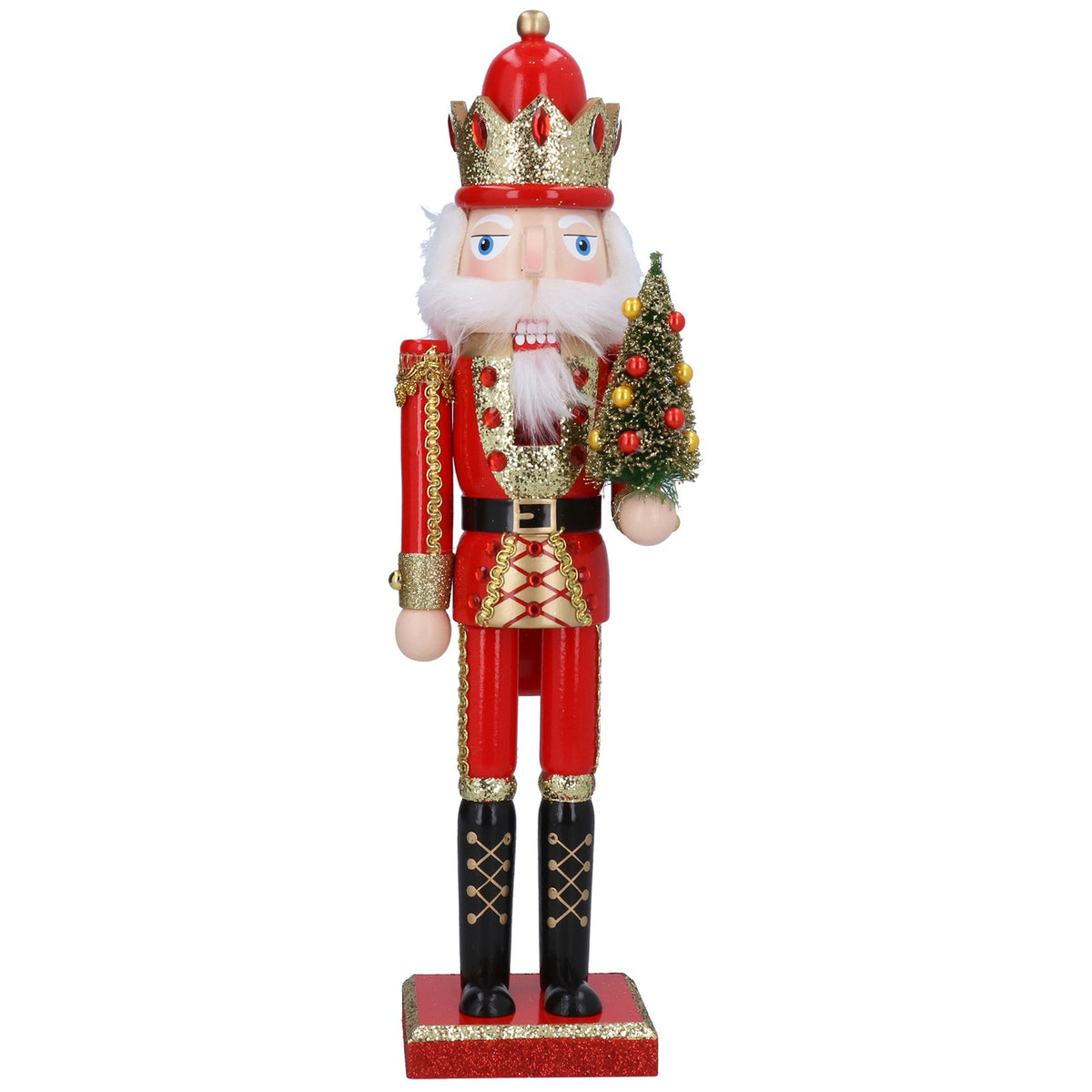 Gisela Graham Wood Nutcracker - Red Glitter Jacket