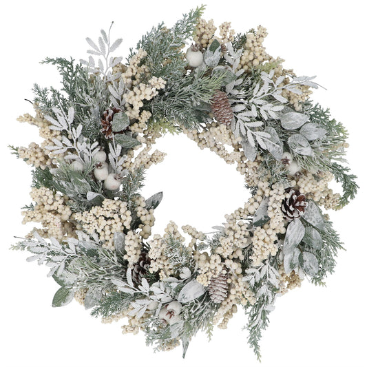 Gisela Graham Frosted Foliage & White Berry Wreath