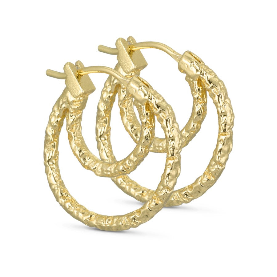 Pure By Nat Double Ring Foil Finish Earrings