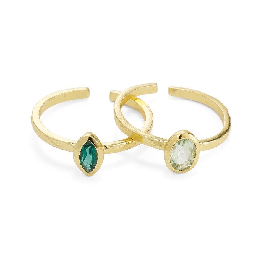 Pure By Nat Amira Ring Set With Natural Stones