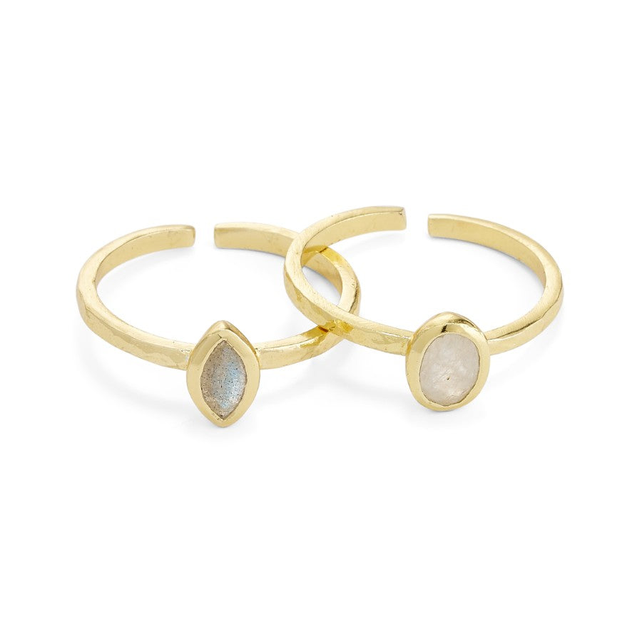 Pure By Nat Amira Ring Set With Natural Stones