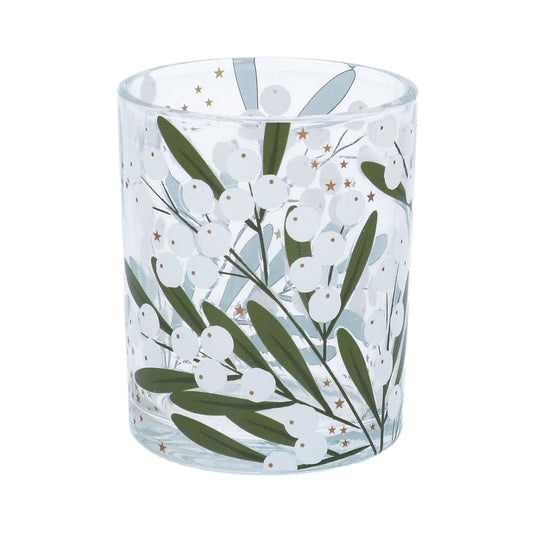 Gisela Graham Mistletoe Clear Glass Mini Tealight Holder