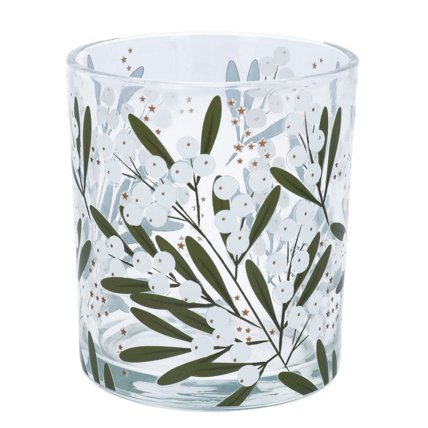 Gisela Graham Mistletoe Clear Glass Mini Tealight Holder