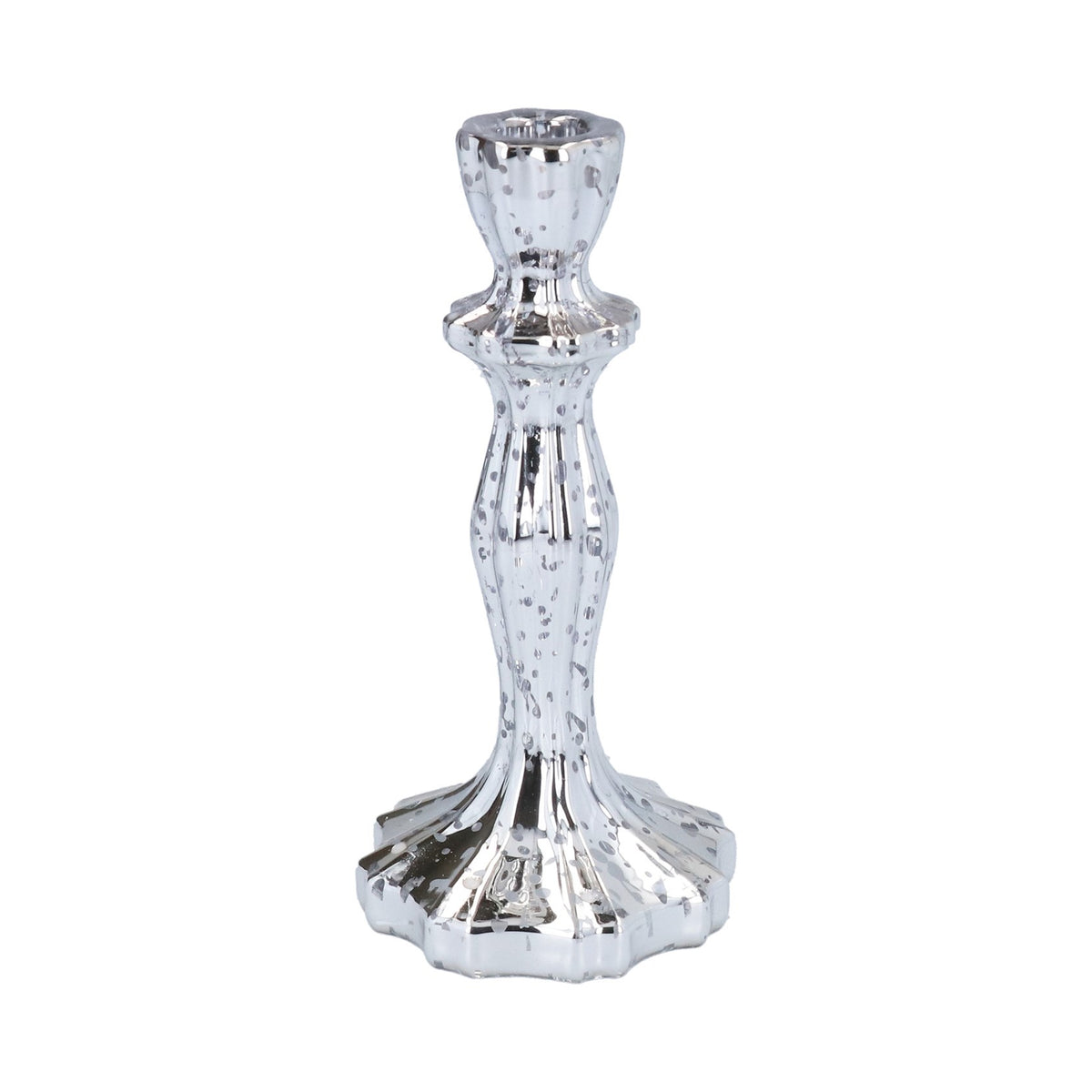 Gisela Graham Glass Candlestick - Silver