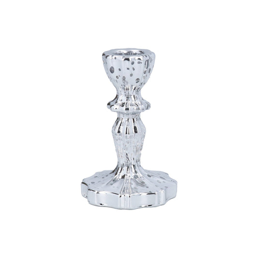 Gisela Graham Glass Candlestick - Silver