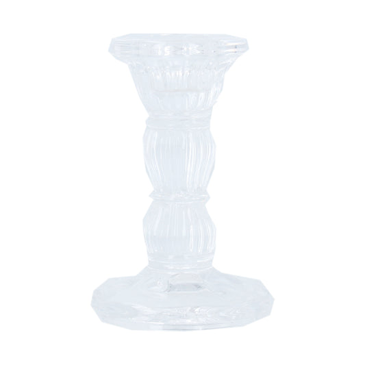 Gisela Graham Clear Glass Moulded Candlestick