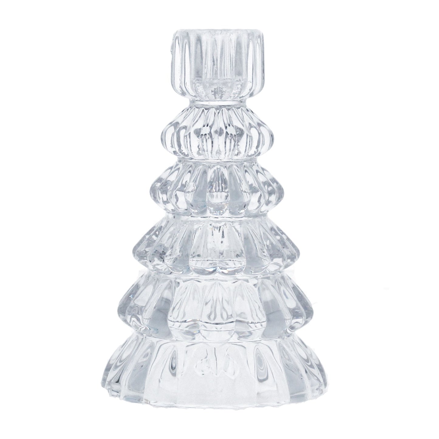 Gisela Graham Clear Glass Tree Shaped Candle Holder