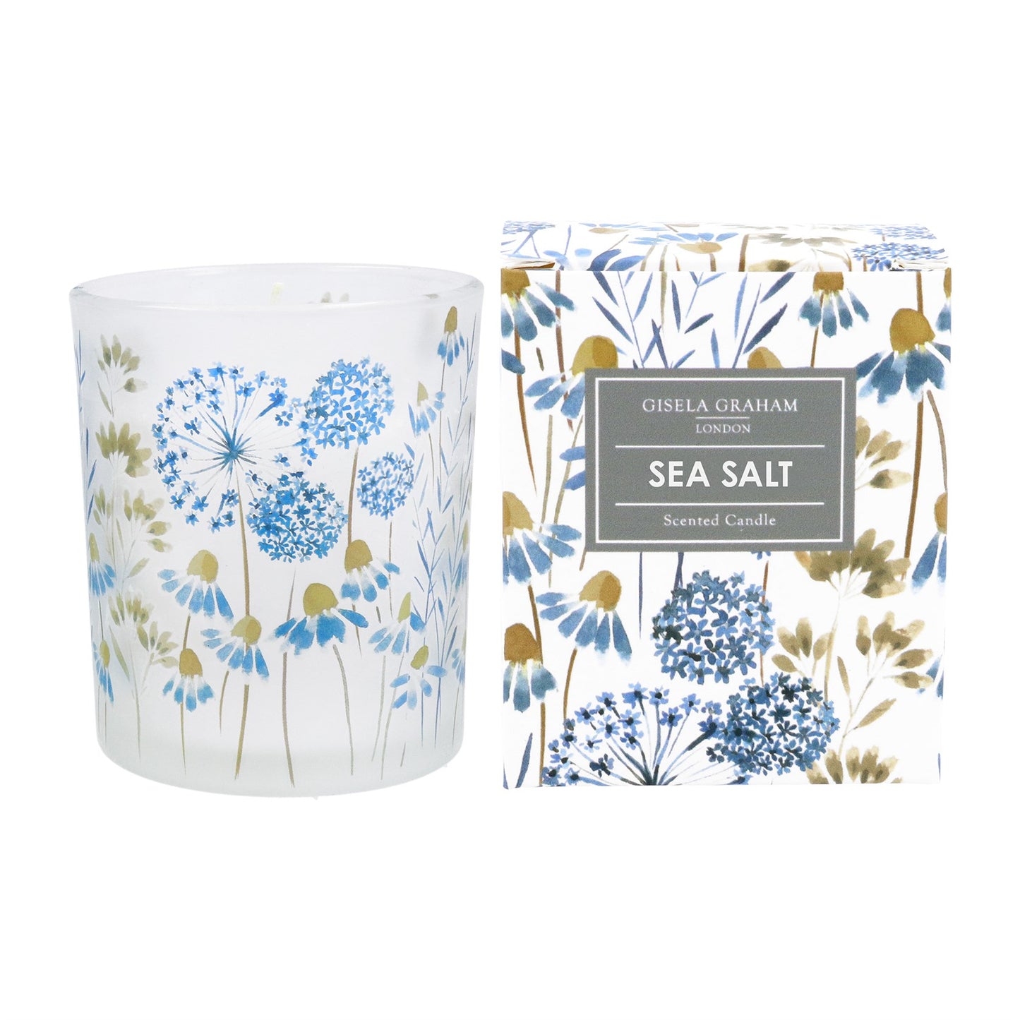 Gisela Graham Blue Meadow Scented Candle in Glass Pot