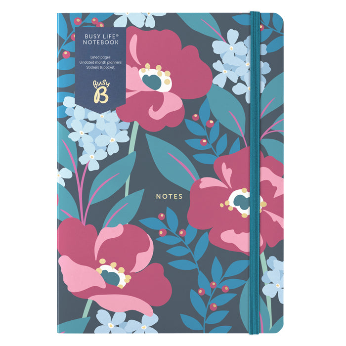 Busy B A5 Notebook Charcoal Floral